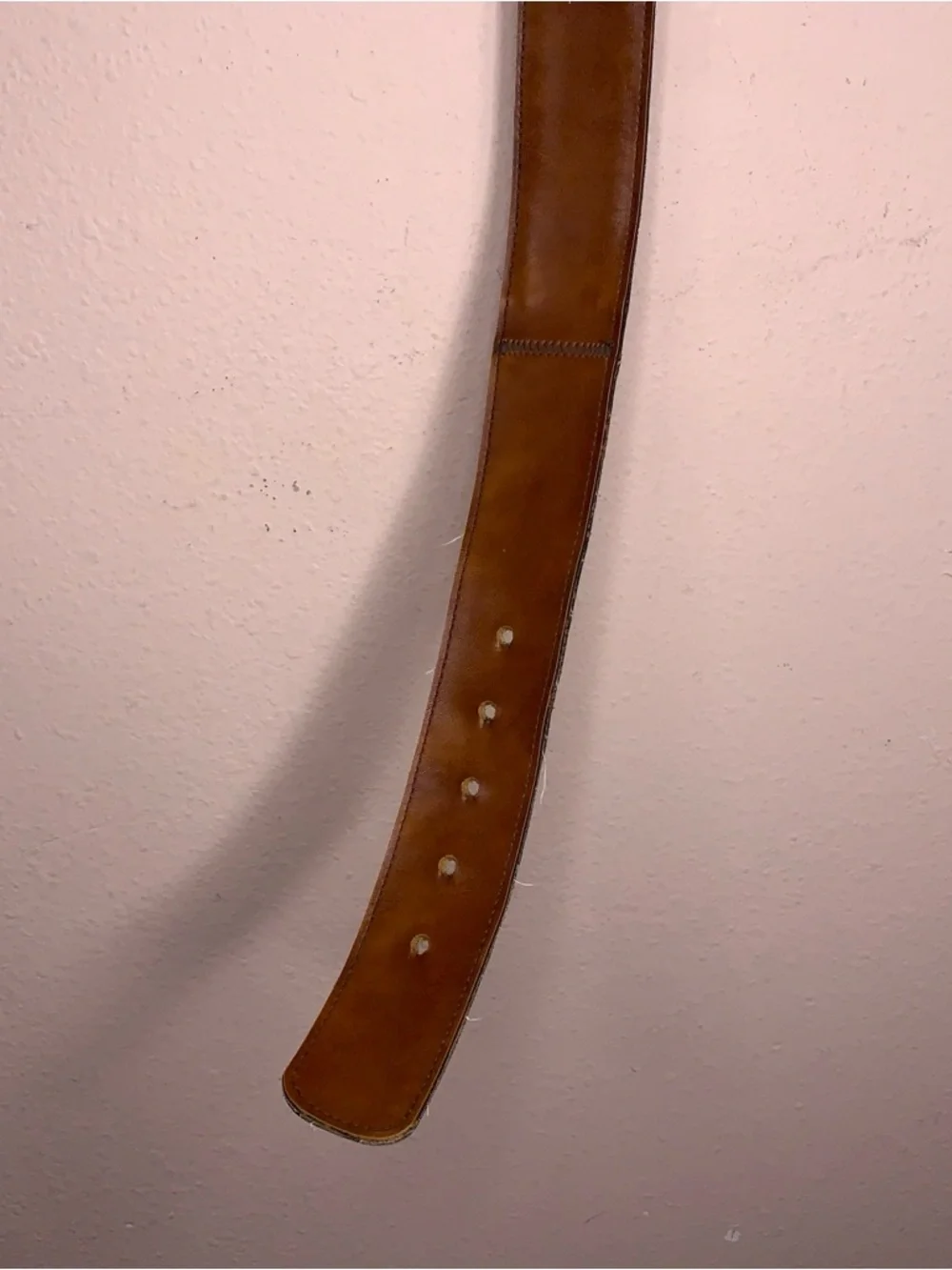 Vintage Lyntone Tan Brown Leather Belt Western Floral Accent Painted Steerhide